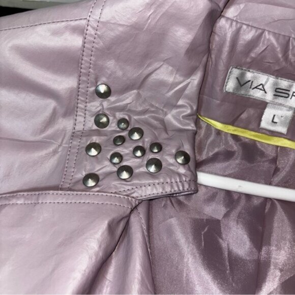 Via Spiga Women's Pinkest Rain Coat Studded Details Double Pockets Sash Spring - Picture 5 of 14